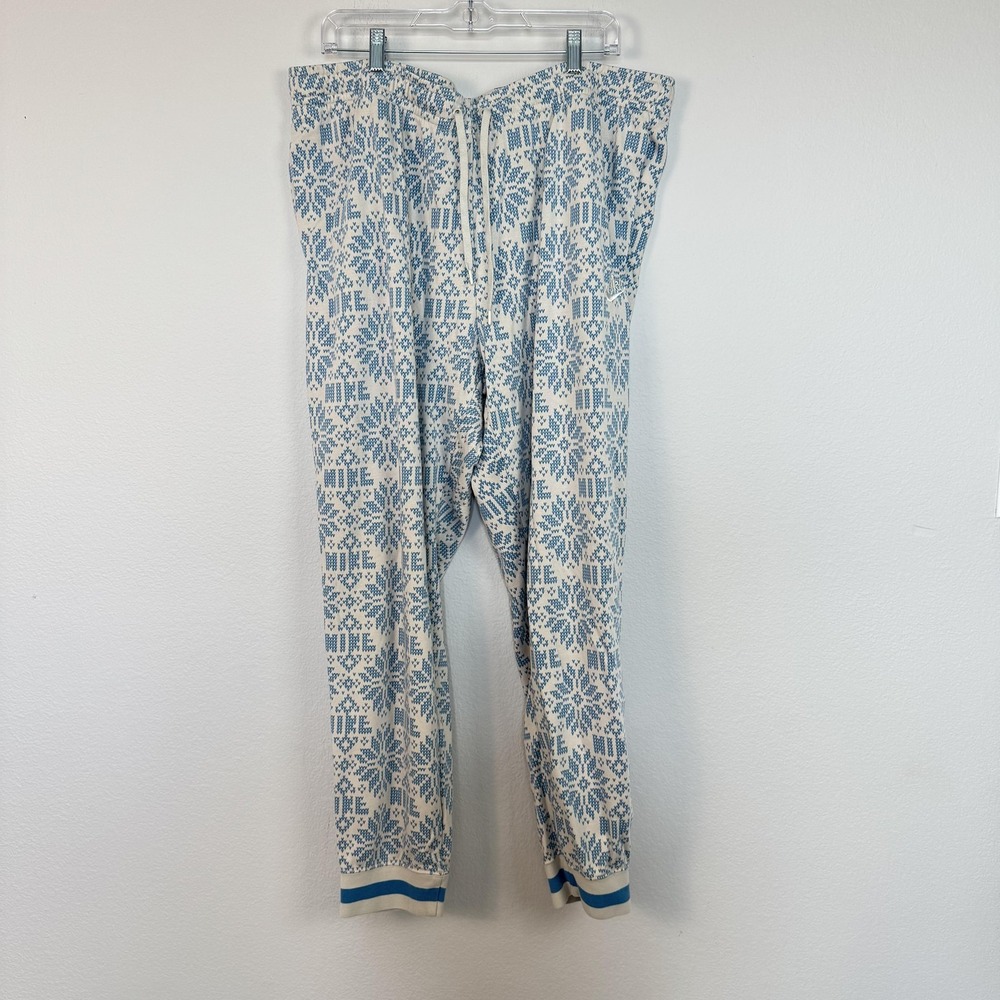 Nike Pants Mens XXL Blue Ivory Fair Isle Joggers‎ Winter Snowflake Pattern